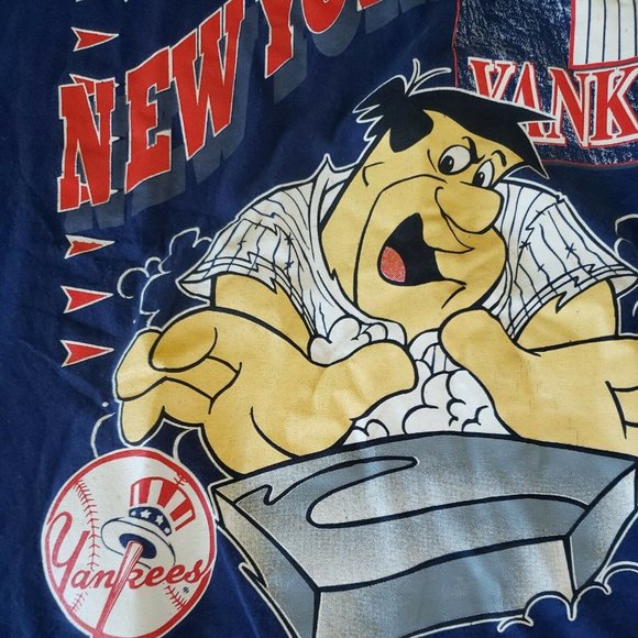 New York Yankees Vintage 1994 Flintstones Double Sided Print Shirt Size XL RARE - Picture 7 of 12